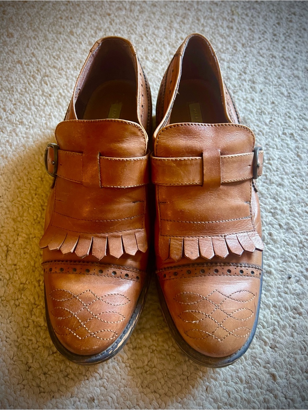 Zara Tan Kiltie Fringe Loafers